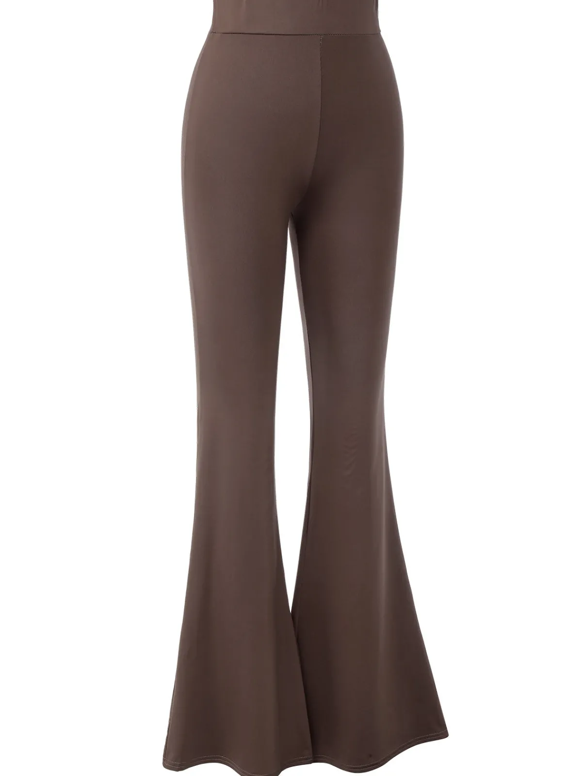 Hot Retro Stage Dark 1950s Solid Flared Pants Khaki