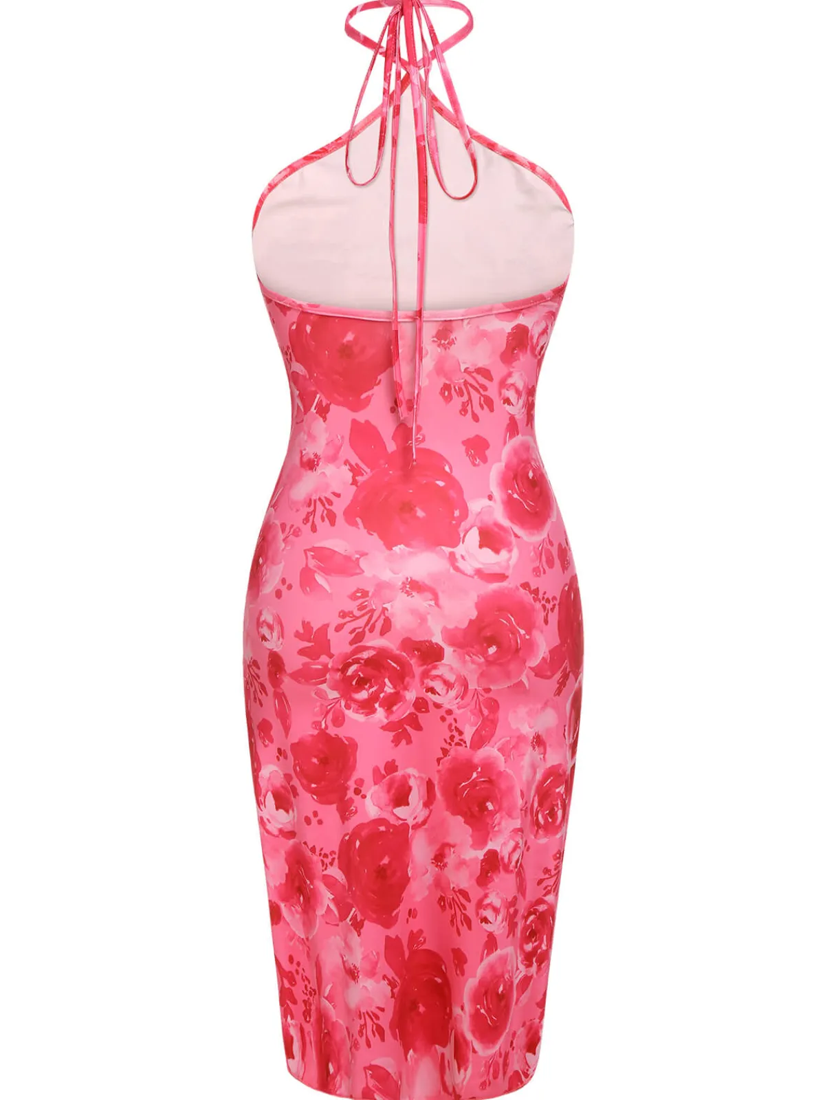 Hot Retro Stage 1960s Rose Halter Dress Dark Pink