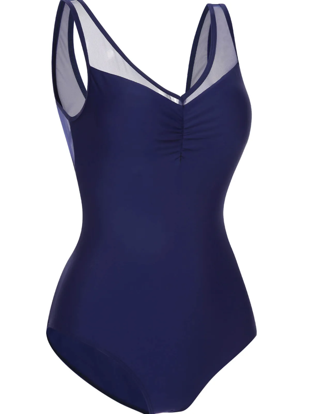 Discount Retro Stage 1930s Solid Back Cross Swimsuit Deep Blue