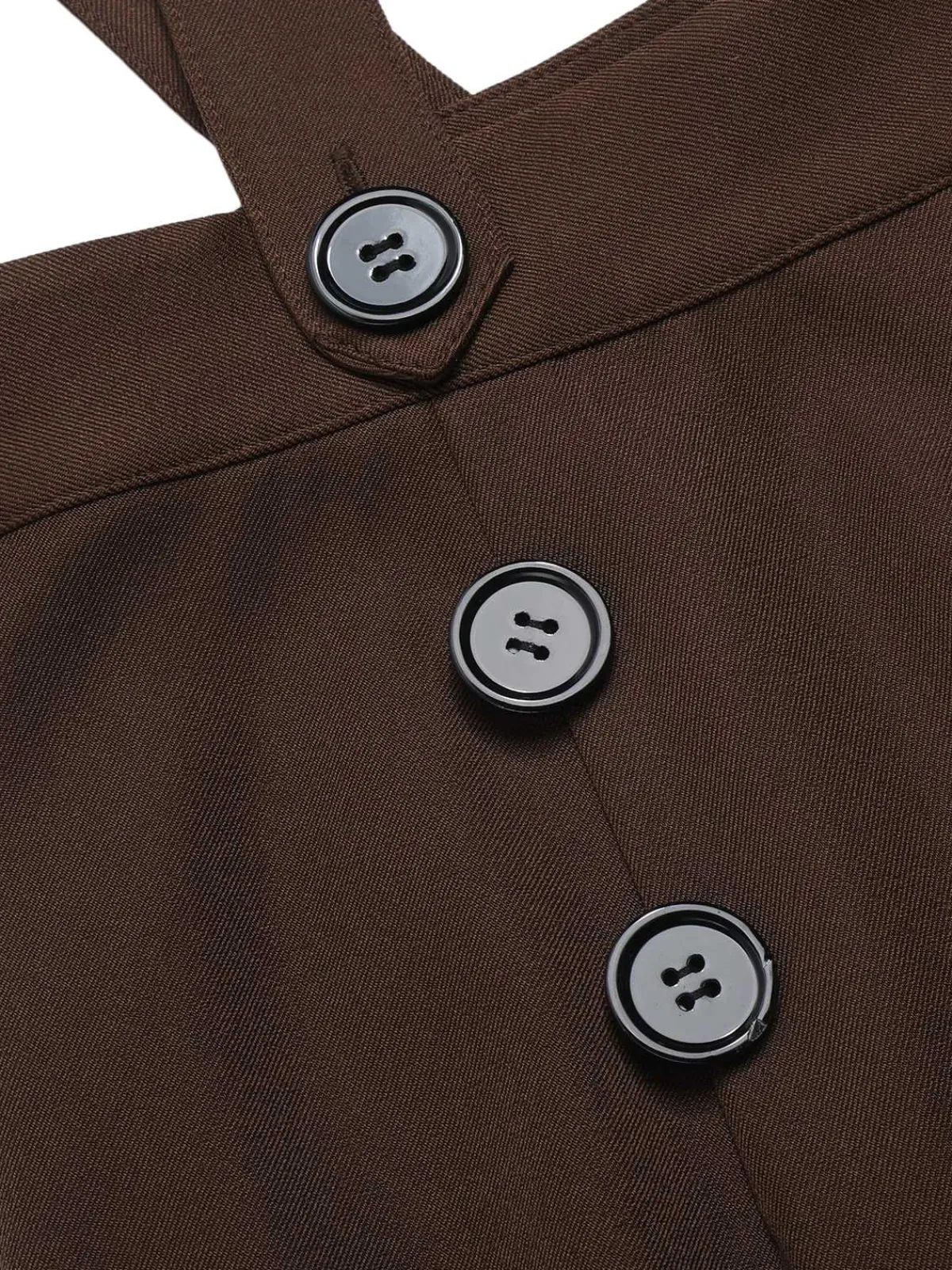 Hot Retro Stage 1940s Buttons Overalls Shorts Deep Brown