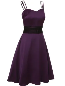Clearance Retro Stage 1950s Halloween Solid Strap Dress Deep Purple