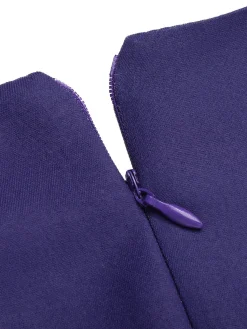 Sale Retro Stage 1950s Halloween V-Neck Swing Dress Deep Purple