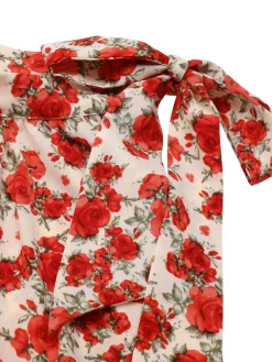 Best Retro Stage 1950s Rose Lace Up Patchwork Romper Deep Red