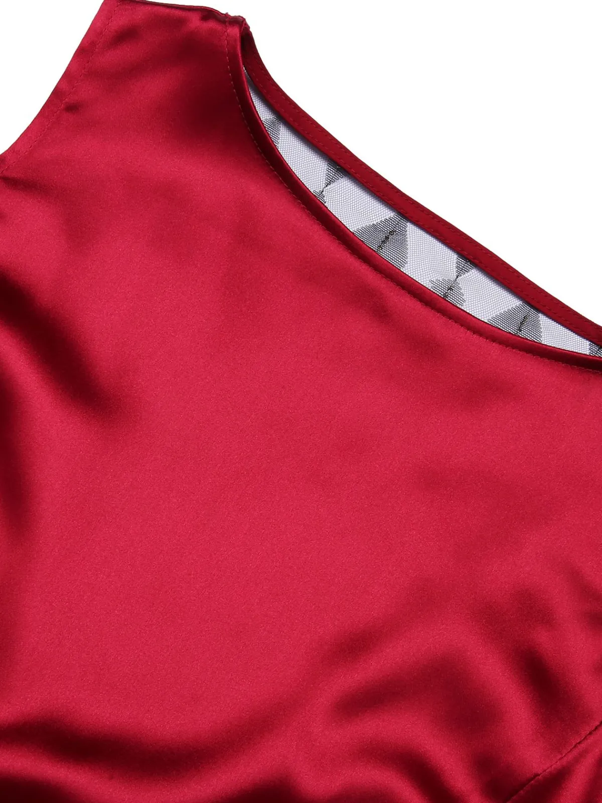 Hot Retro Stage 1930s Solid Bow Decor Fishtail Dress Deep Red