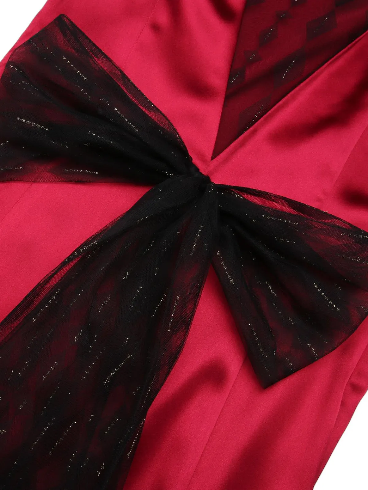 Hot Retro Stage 1930s Solid Bow Decor Fishtail Dress Deep Red