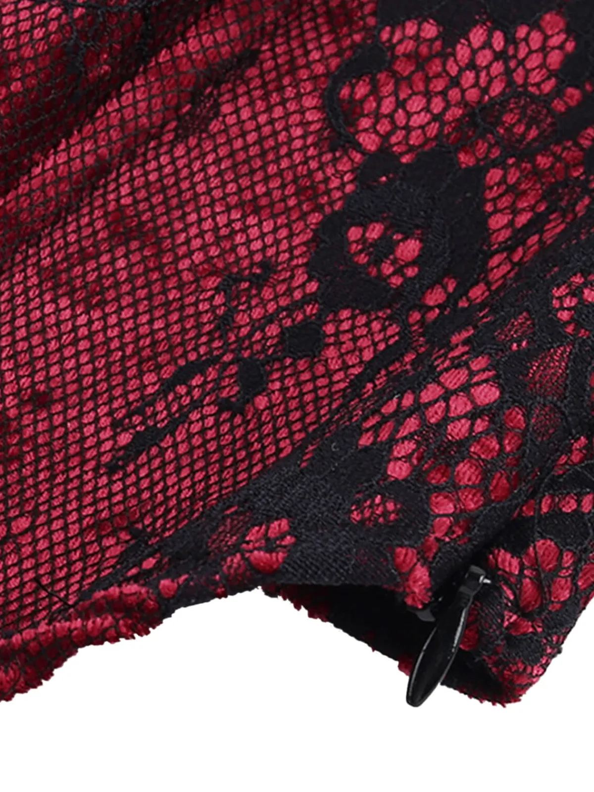 New Retro Stage 1970s Steampunk Lace Off-Shoulder Top Deep Red