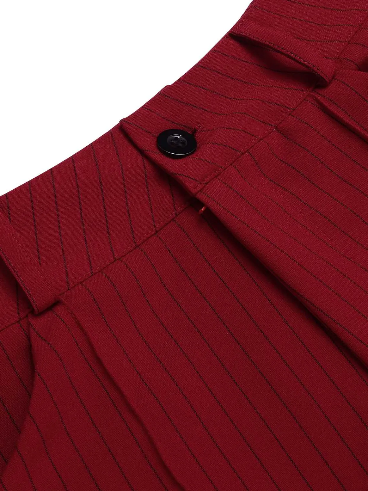 Hot Retro Stage 1950s Stripes Wide Leg Belted Pants Deep Red