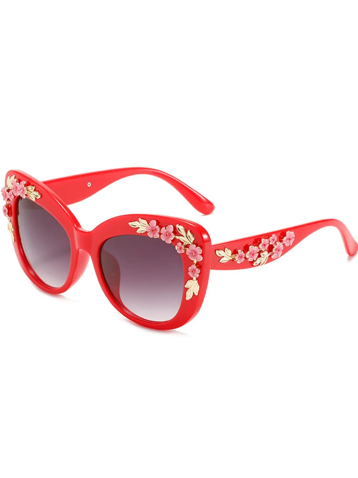 New Retro Stage Floral Plastic Gradient Sunglasses