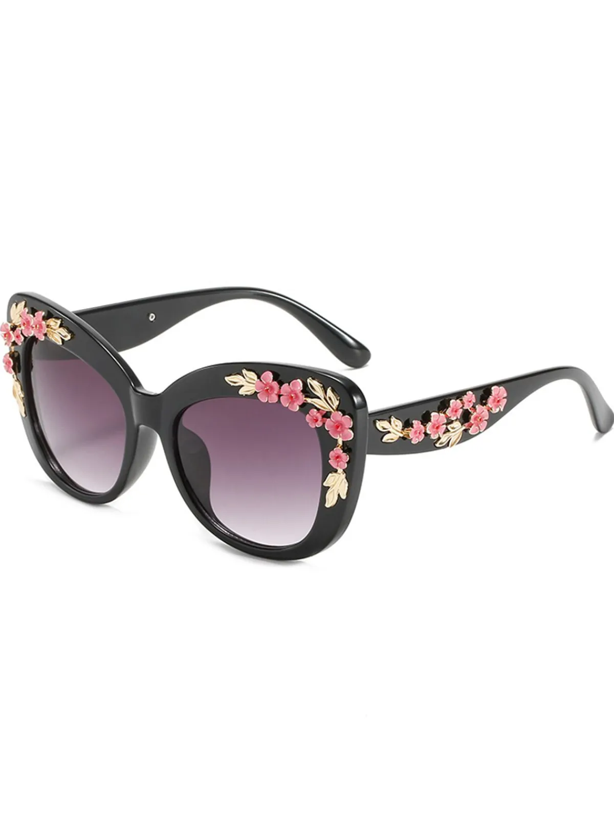 New Retro Stage Floral Plastic Gradient Sunglasses