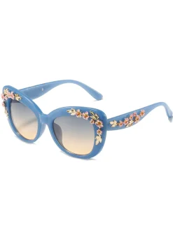 New Retro Stage Floral Plastic Gradient Sunglasses