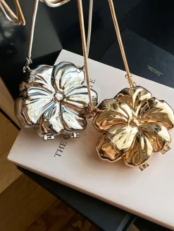 Sale Retro Stage Flower Shape Alloy Chain Mini Bag