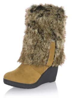 Outlet Retro Stage Frosted Leather Wedge Heel Knee High Boots