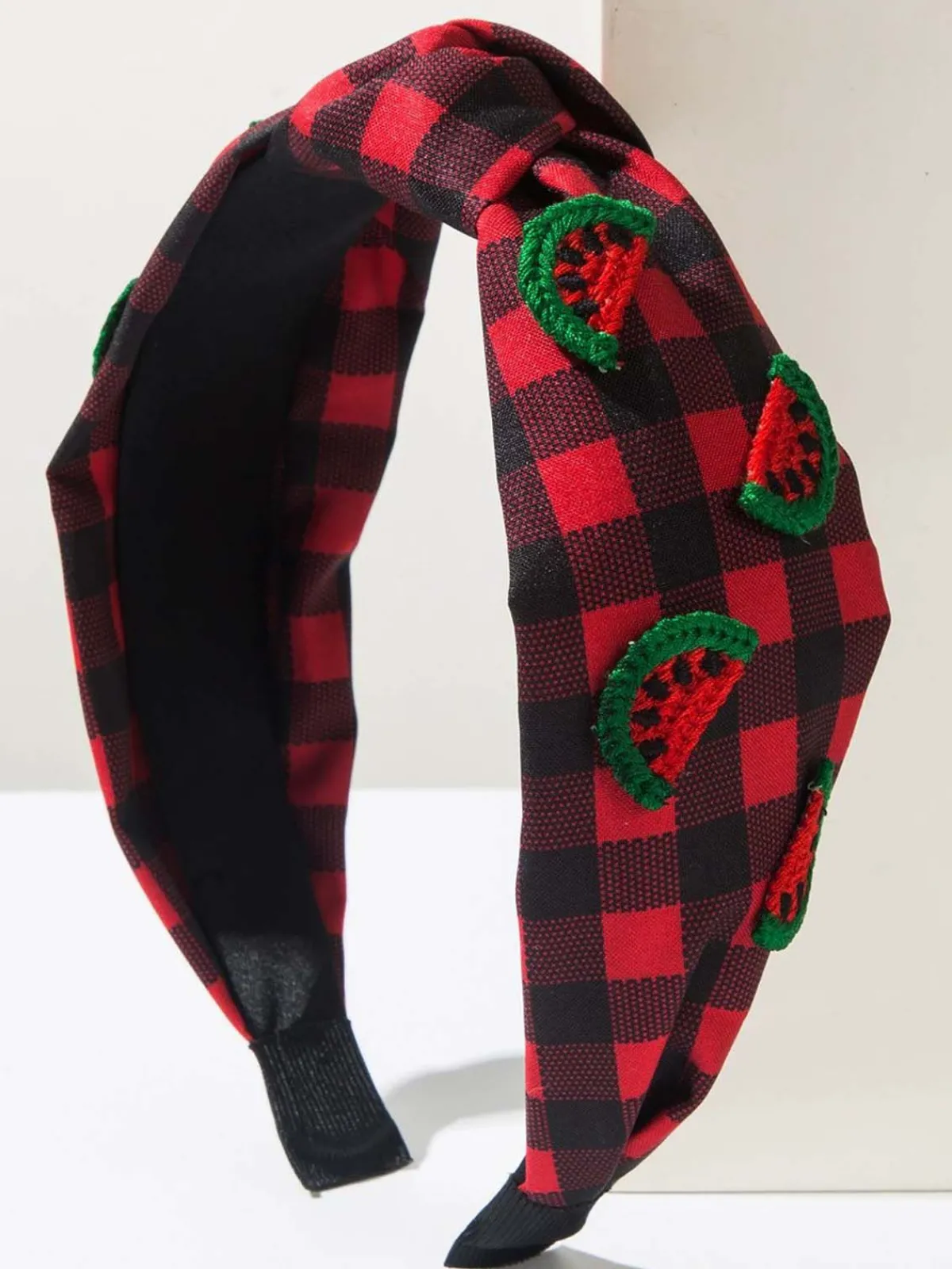 Sale Retro Stage Fruit Gingham Plaid Retro Bow Headband