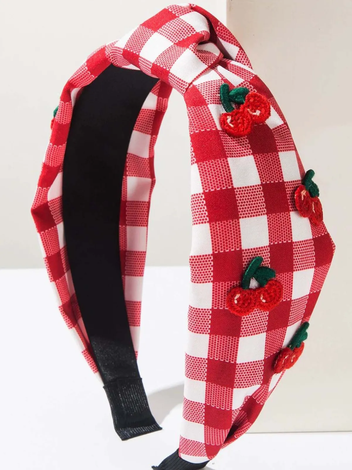 Sale Retro Stage Fruit Gingham Plaid Retro Bow Headband