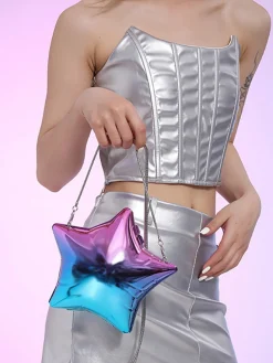 Hot Retro Stage Funny Five Pointed Star Chain Crossbody Bag