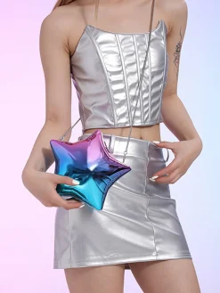 Hot Retro Stage Funny Five Pointed Star Chain Crossbody Bag