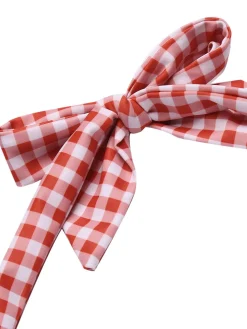 Sale Retro Stage Gingham Halter Bowknot One-piece Swimsuit