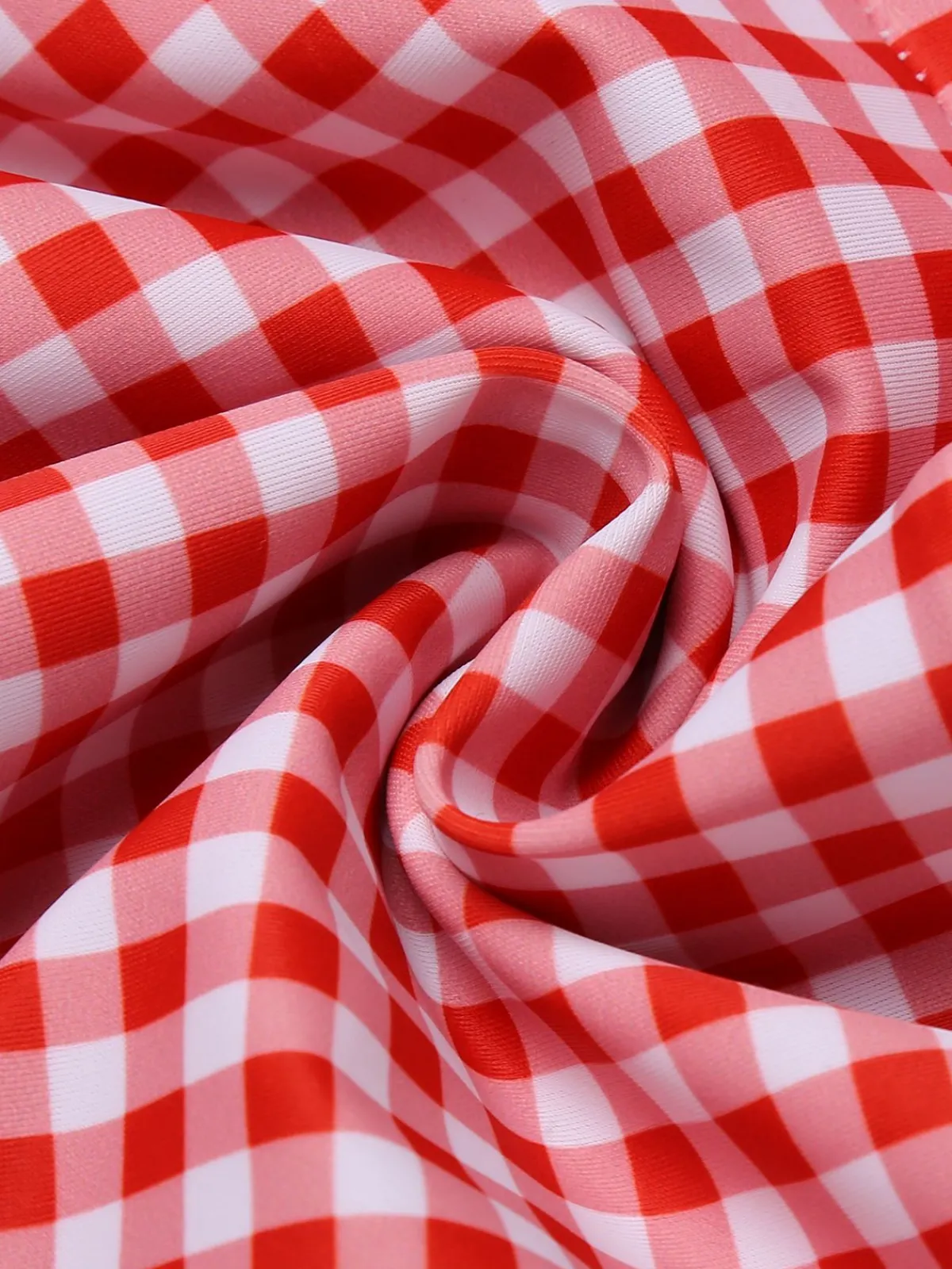 Clearance Retro Stage Gingham 1950s Halter Bowknot One-piece Swimsuit