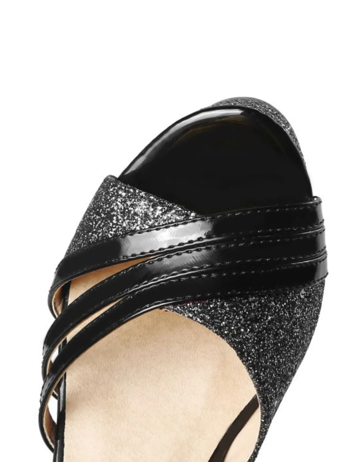 Clearance Retro Stage Glitter PU Leather High Heel Sandals