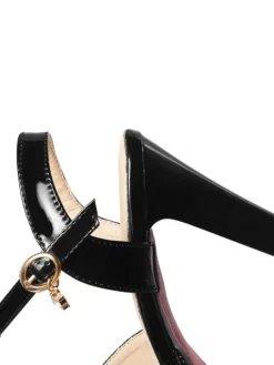 Clearance Retro Stage Glitter PU Leather High Heel Sandals