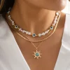 New Retro Stage Gold Pearl Star Jewelry Necklace