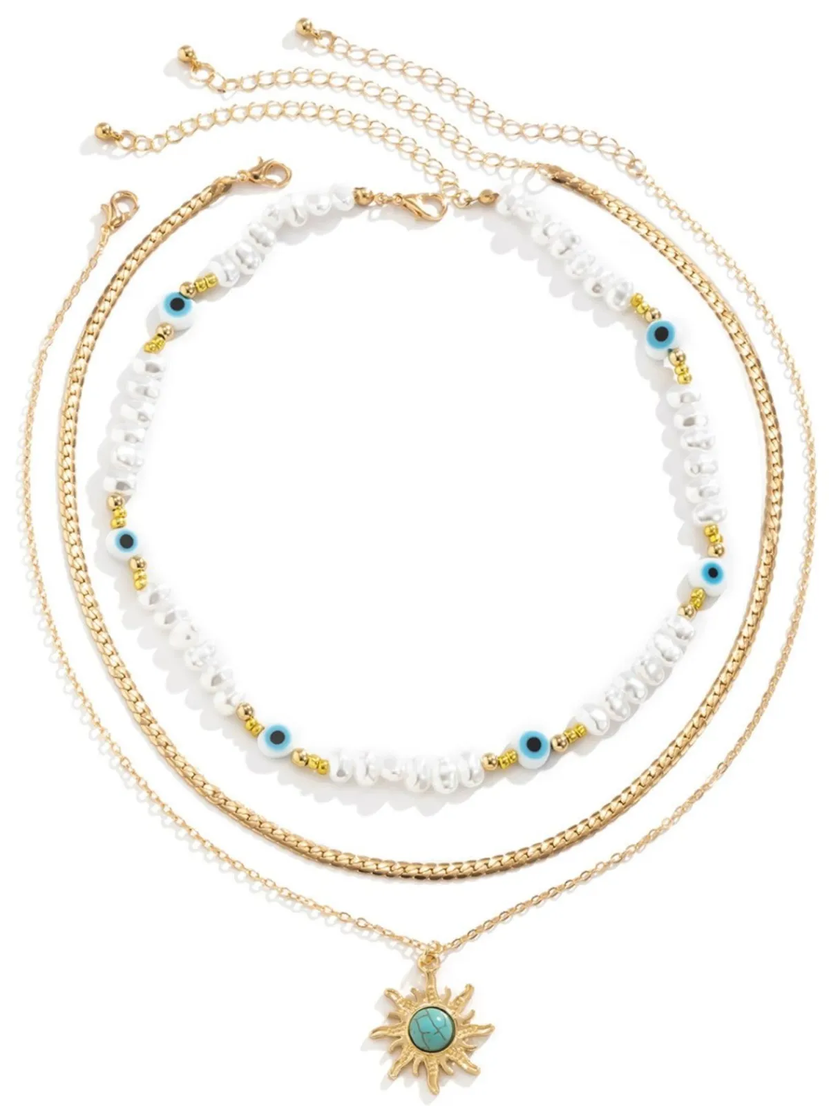 New Retro Stage Gold Pearl Star Jewelry Necklace
