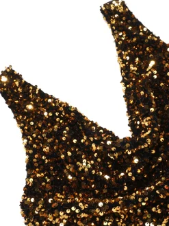New Retro Stage Gold 1930s Halter Neck Sequined Jumpsuit