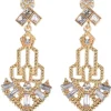 New Retro Stage Gold 1920s Hollow Out Dangle Earrings