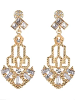 New Retro Stage Gold 1920s Hollow Out Dangle Earrings