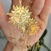 Outlet Retro Stage Gold Vintage Sun Face Chain Tarot Earrings