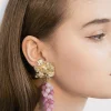 Online Retro Stage Gold‑Leaf Grape Cluster Dangle Earrings