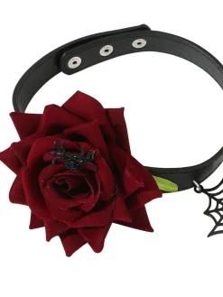 Outlet Retro Stage Gothic Spider Web & Rose Choker Collar Necklace
