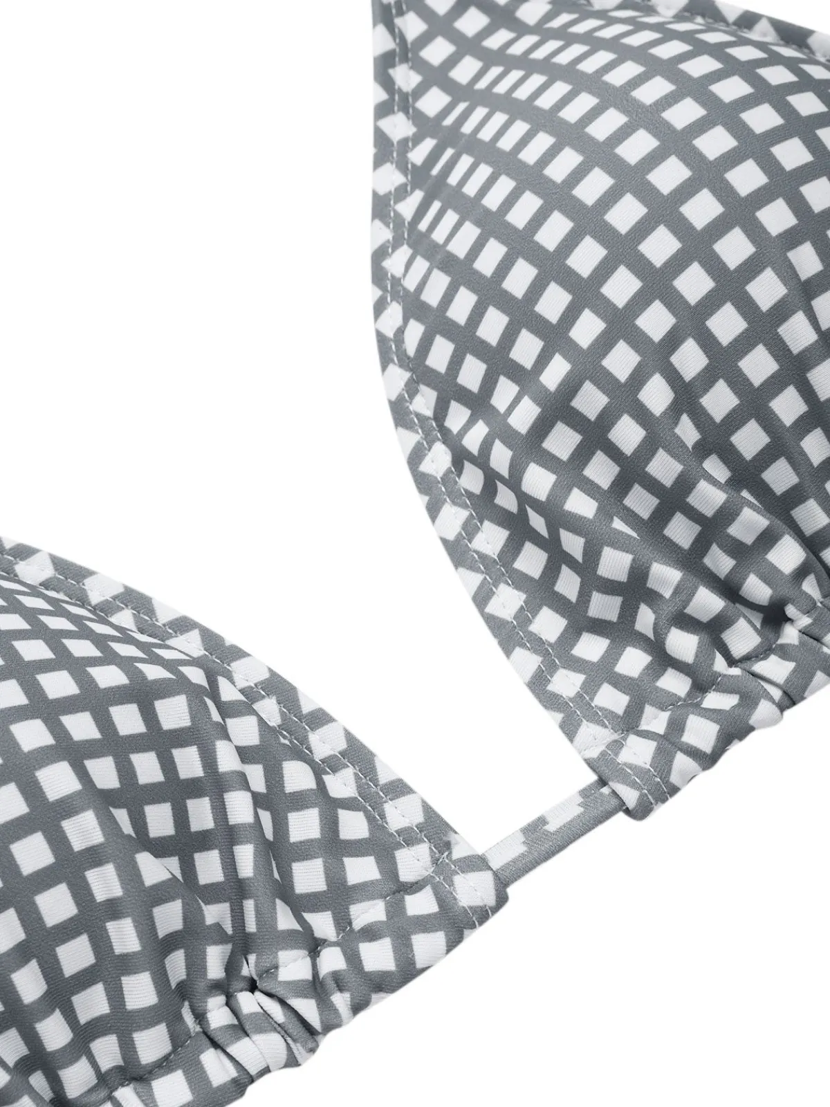 Online Retro Stage 1940s Gingham Plaid Bow Halter Swimsuit Gray & White