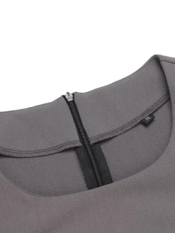 Best Retro Stage 1960s Belt Solid Pencil Dress Gray