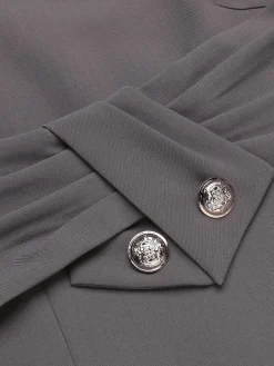 Best Retro Stage 1960s Belt Solid Pencil Dress Gray