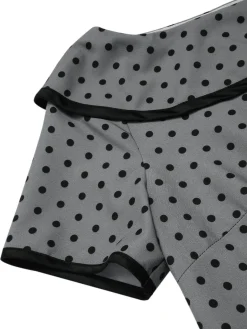 Hot Retro Stage 1960s Boat Neck Polka Dots Pencil Dress Gray