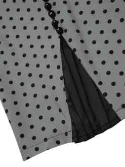 Hot Retro Stage 1960s Boat Neck Polka Dots Pencil Dress Gray
