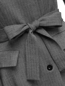Sale Retro Stage 1930s Faux Fur Lapel Collar Coat Gray