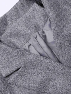 Hot Retro Stage 1960s Over Knee Lapel Coat Gray
