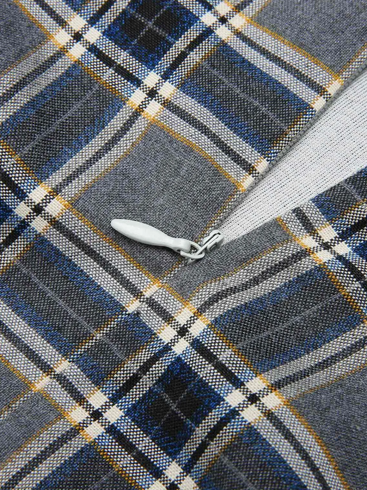 Outlet Retro Stage 1960s Plaid Patchwork Pencil Dress Gray