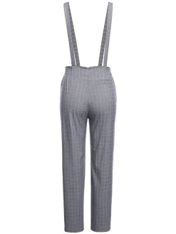Clearance Retro Stage 1950s Plaids Suspender Pants Gray