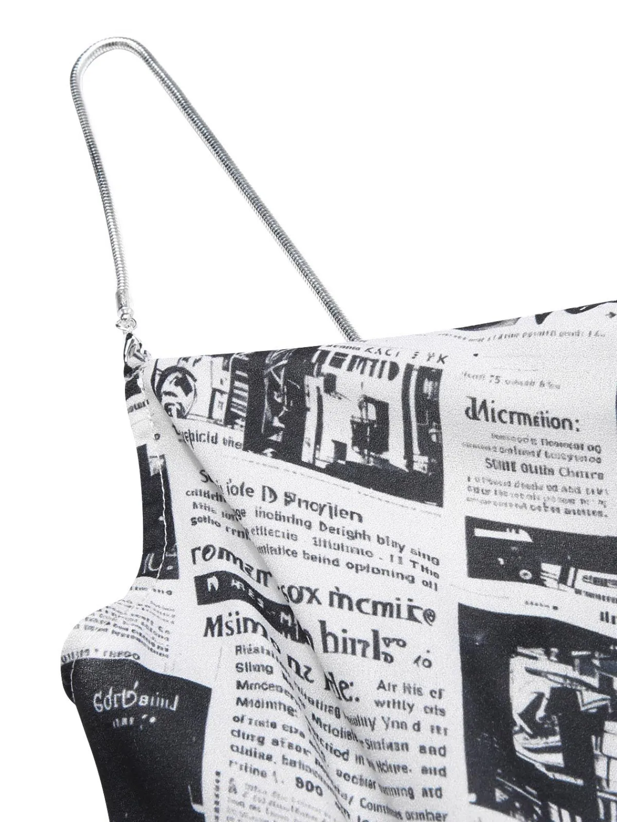 Outlet Retro Stage 1970s Spaghetti Straps Cowl Neck Newspaper Dress Gray
