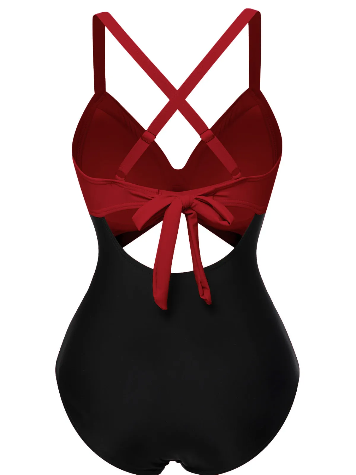 New Retro Stage Green & Black 1940s Hollow Waist Patchwork Swimsuit