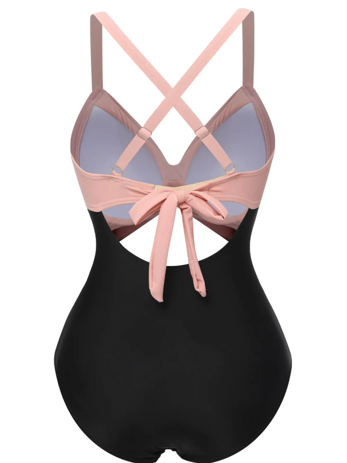 New Retro Stage Green & Black 1940s Hollow Waist Patchwork Swimsuit