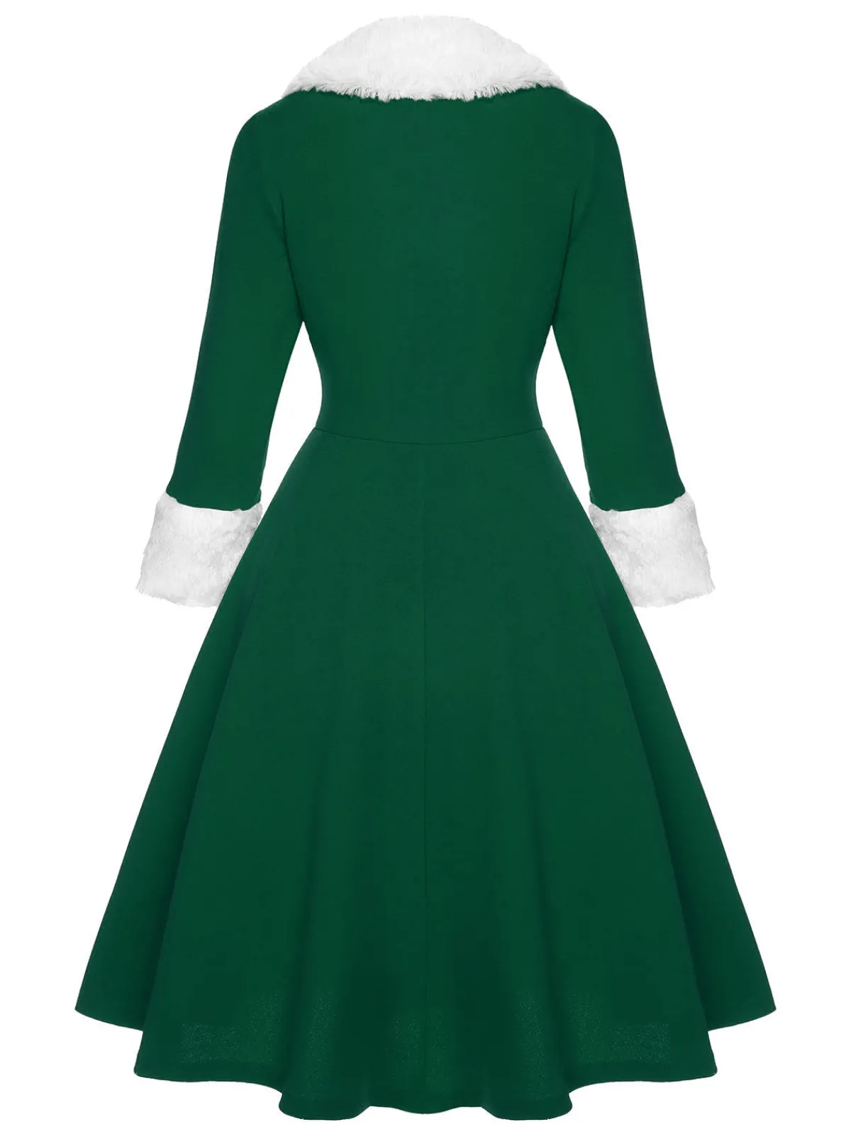 Sale Retro Stage Green & White 1950s Christmas Lapel Dress