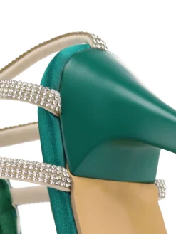 Clearance Retro Stage Buckle Fish Mouth High Heel Shoes Green