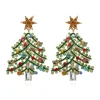 Discount Retro Stage Green Christmas Tree Rhinestones Earrings