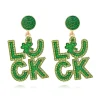 Clearance Retro Stage Green Luck Rhinestones Exaggerated Earrings