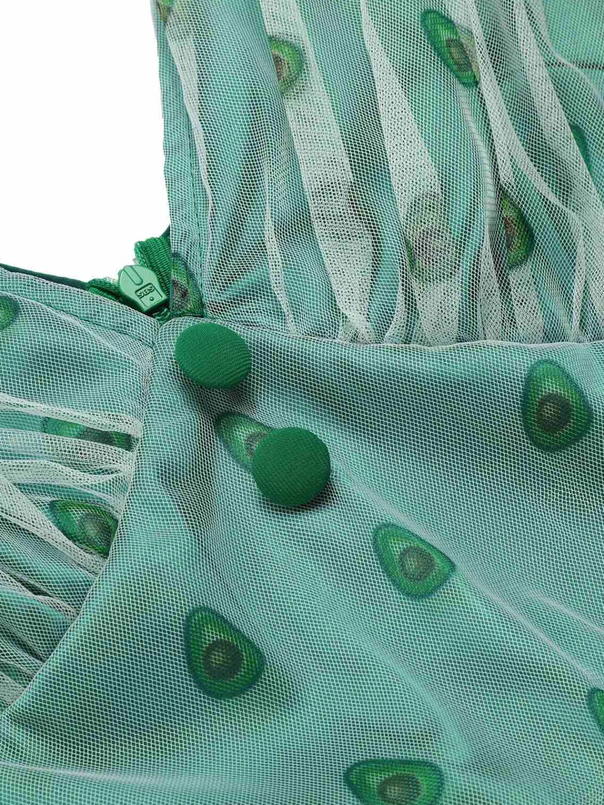 Clearance Retro Stage 1950s Avocado Mesh V-Neck Romper Green