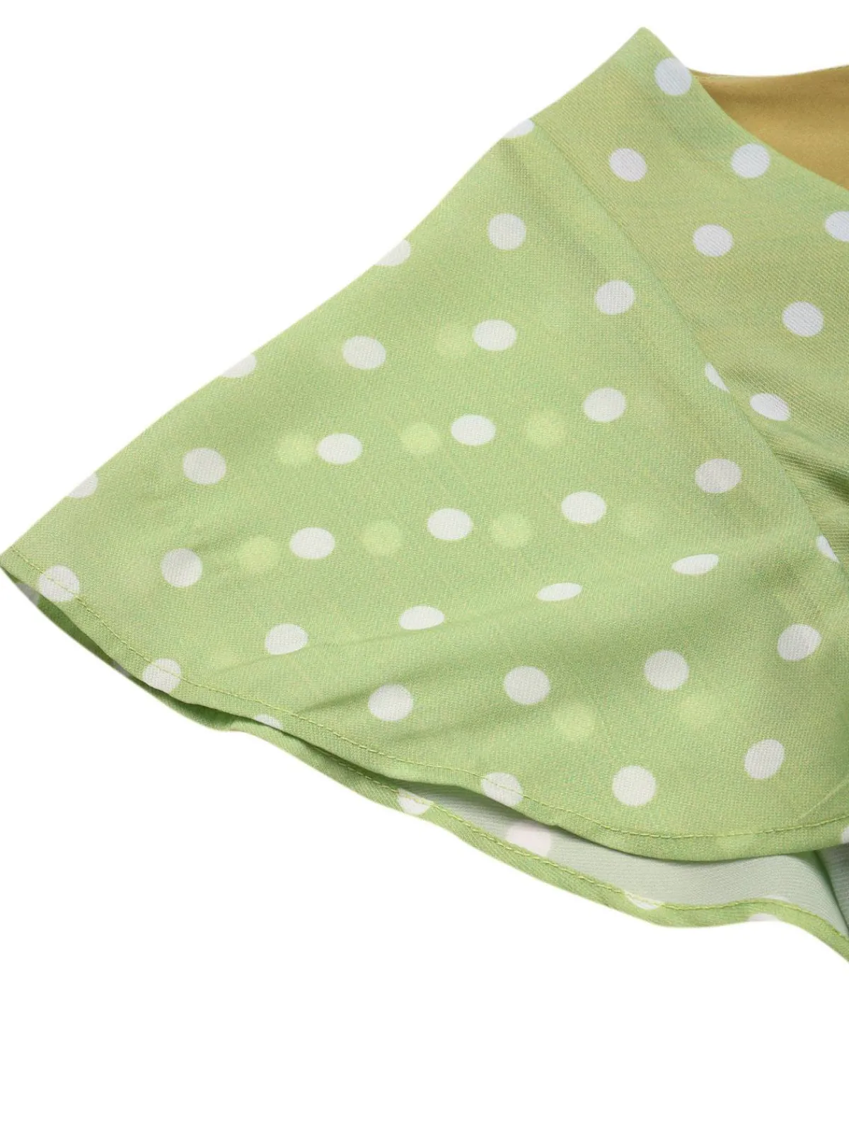 Discount Retro Stage Green 1940s Back Hollow-Out Polka Dots Dress Green Yellow